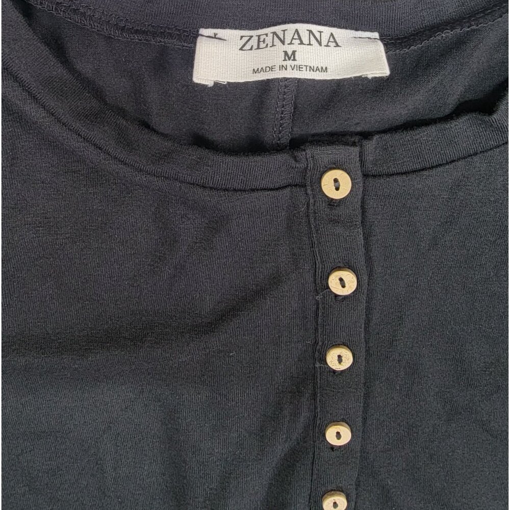Zenana Dress Casual Short Sleeve Henley Style Dress Medium Black Womens NWOT - Picture 3 of 6